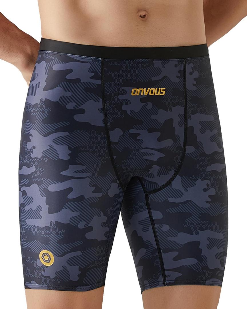 Onvous Modern Cut Swim Jammers for Men | Men's Athletic Swimwear 28-38 (Black)