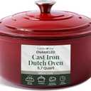 Larder & Vine Enameled Cast Iron Dutch Oven Pot with Lid | Bread Baking | Compatible on All Cooktops & Oven Safe to 500 F | Great for Sourdough Bread | Cabernet (5.7 QT)