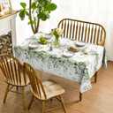 Horaldaily Spring Tablecloth 6084 Inch Rectangular, Green Eucalyptus Washable Seasonal Table Cover for Party Picnic Dinner Decor
