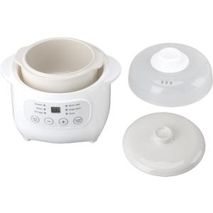 Small Electric Stew Pot 1L 200W with Ceramic Liner, 24 Hour Appointment,Slow Cooker for Porridge, Soup, Rice,Multifunctional Fully Automatic Home Stew Pot,White