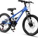 Glerc 20 24 Inch Kids Bike, Kids Mountain Bike for Boys and Girls Ages 6-14, 21-Speed Skyline Bicycle with Front Suspension and Disc Brakes, Multiple Colors (Navy Blue)