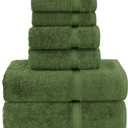 Chakir Turkish Linens Luxury Spa and Hotel Quality Premium Turkish Cotton 6-Piece Towel Set (2 x Bath Towels, 2 x Hand Towels, 2 x Washcloths) (Moss)