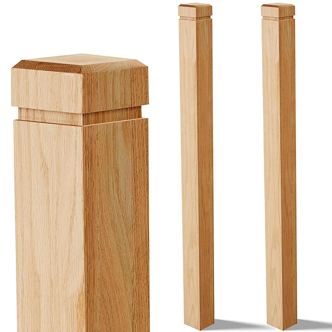 Croblissful 2 Pcs 3.5 x 48 Inch Red Oak Newel Post for Stair Handrail