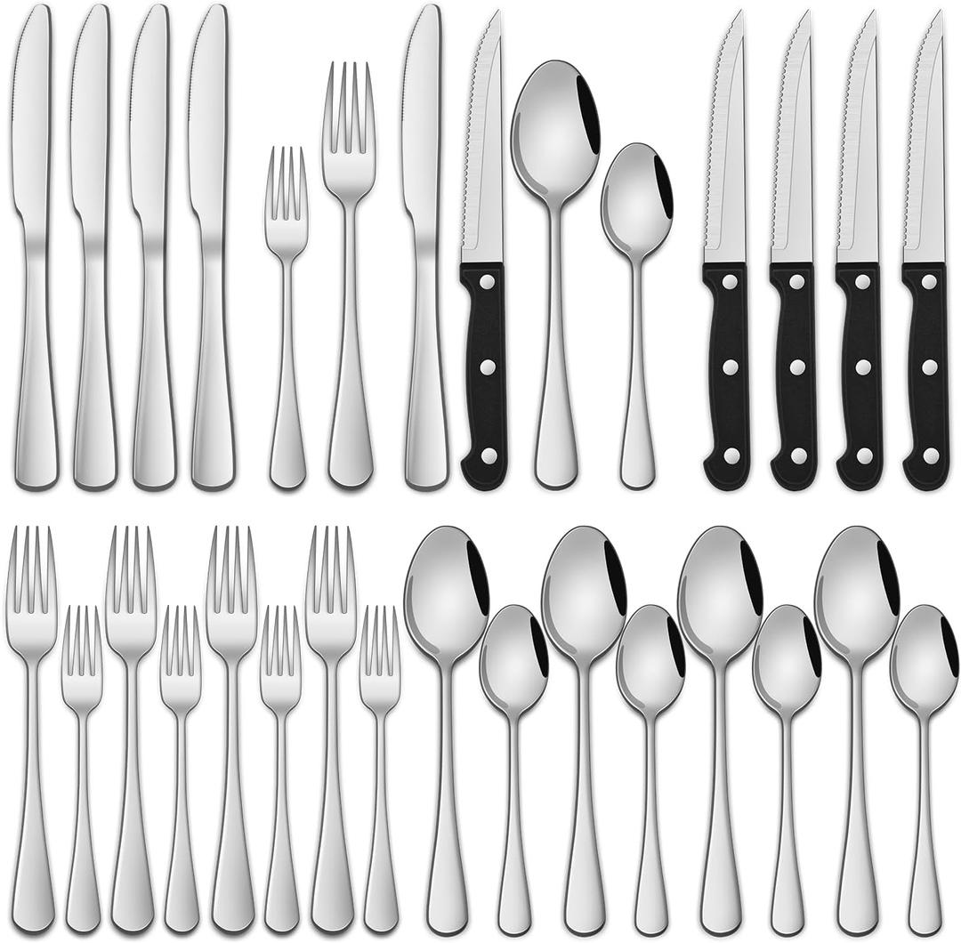 DEHOV 4 DINNER KNIVES 4 STEAK KNIVES 4 DINNER SPOONS 4 FORKS 4 TEA SPOONS 4 SALAD FORKS