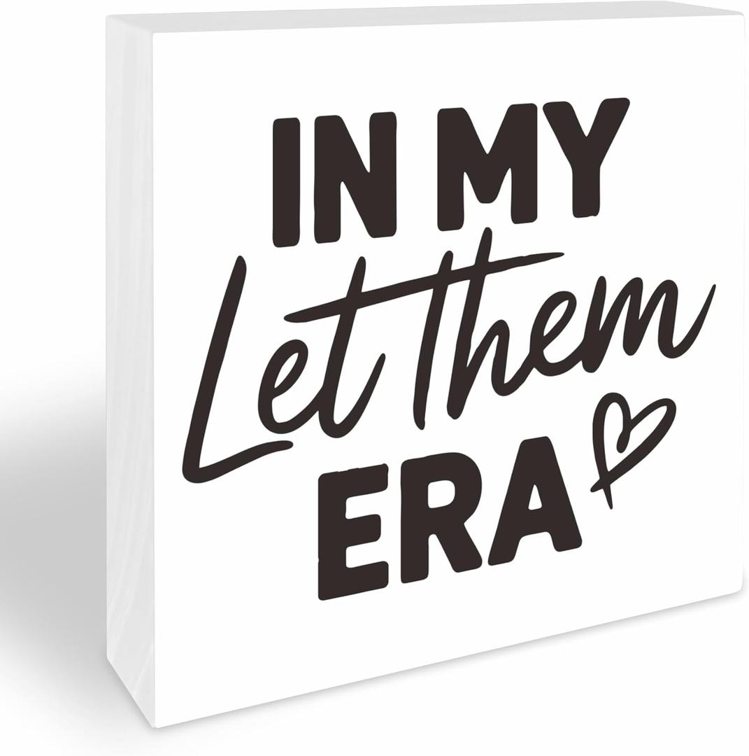 5 Inches Pine Wood Decorative Block - In My Let Them ERA Home Decor - Cozy Gift Idea ，Wooden Decor，Inspirational Sign，Festive Gift -Tabletop,Shelf, Home & Office Decorations (A02)