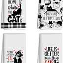 4 Pcs Modern Black Cat Themed Kitchen Dish Towels, Cat Lover Gifts for Women Friend Coworker Sister Christmas New Year Birthday Friendship Housewarming Gifts, Suitable for Bathrooms Restaurant Decor (Multicolor 289)