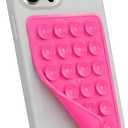 6 x Suction Phone Case Mount, Phone Sticky Grip for iPhone and Android, Adhesive Phone Accessory, Hands-Free Mirror Shower Phone Holder for Videos and Selfies (Hot Pink) (Single Sided)
