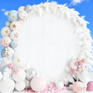 7.2x7.2ft White Round Backdrop Circle Stand - Adjustable Arch Backdrop Balloon Cover for Birthday Party Ceremony Decor