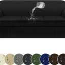 100% WaterproofCouch Cover 4-Piece Set Striped Sofa Slipcovers for 3 Cushion Couch Sofa Covers with TPU Leakproof Bottom Stretch Couch Protector Pet Proof - Sofa(3-Cushion), Black