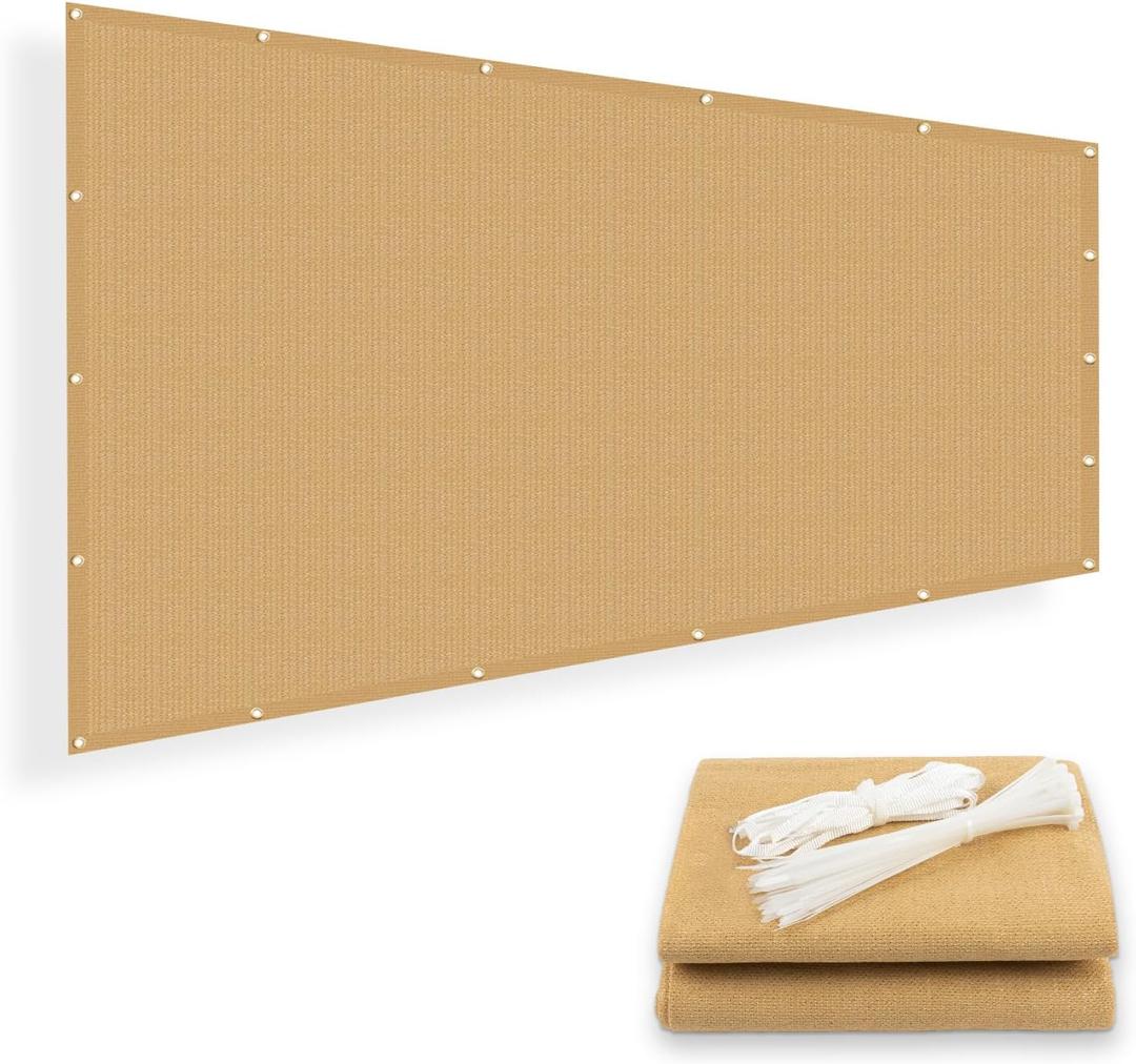 SUNNY GUARD Shade Cloth 6x8 FT Sun Shade Screen Fabric Shade Cover Tarp with Grommets for Pergola Backyard Garden, Sand