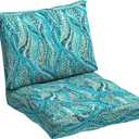 ARDEN Outdoor Plush Modern Tufted Blowfill Deep Seat Set, 24 in x 24 in, Weather-Proof, Rain-Proof, Fade Resistant Patio Cushion, Ultra Cozy Teal Ariel