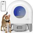 Self Cleaning Litter Box,95L Automatic Cat Litter Box Self Cleaning Large Capacity for Multiple Cats, App-Controlled with Safety Sensors, Removable Washable Liner, 2 Rolls Garbage Bags,Grey