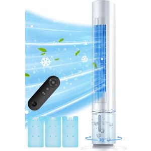 Evaporative Air Cooler, 35" Windowless Air Conditioner Portable, 3 Speeds, 1.2L Water Tank, 3 Ice Packs, 20ft Remote, 7H Timer, No Hose No Window Needed,70 Oscillating Portable AC Unit for Room