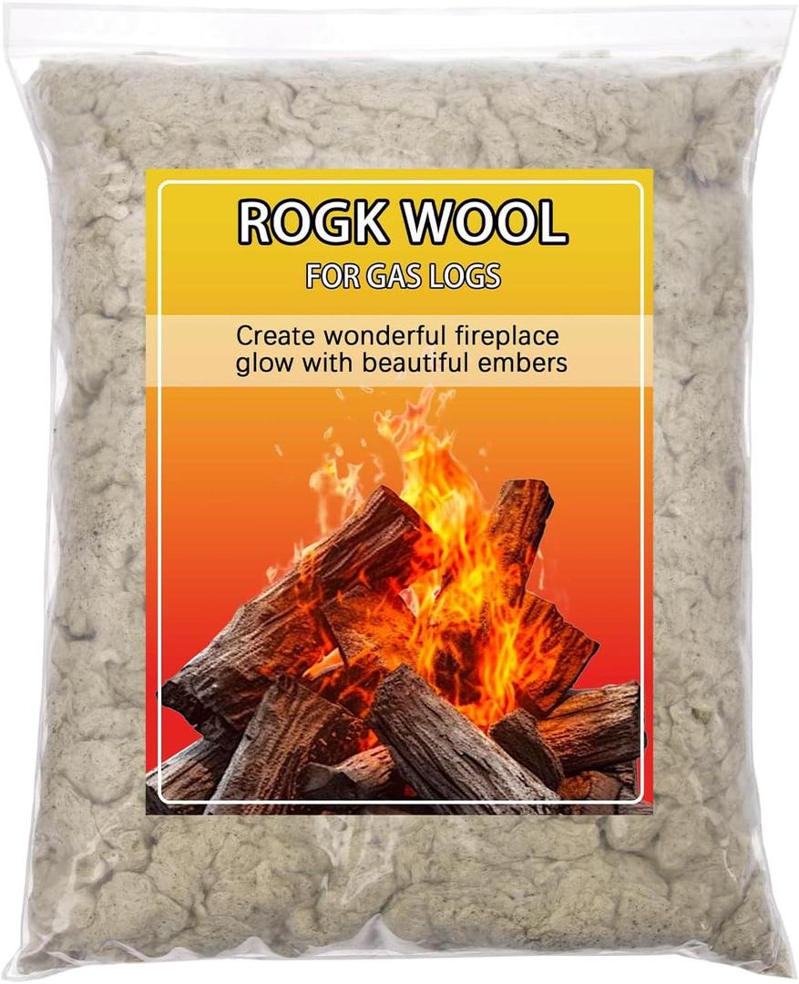 Rock Wool for Gas Log, 6 oz/Bag,Gas Fireplace logs Compatible with NG and LP Gas appliances,Creating a Realistic and Vibrant Flame Effect