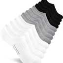 Comfoex 12 Pairs Girls No Show Socks Cotton Non Slip Mesh Low Cut Ankle Invisible Kids Socks With Grips, Size: 7-10 Years