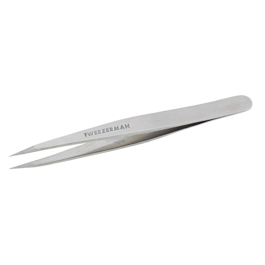 Tweezerman Steel Point Tweezer, Silver, 2 x 6 inches, Modern, Professional Quality for Eyebrow Precision, Facial and Ingrown Hair Removal (Classic Stainless)