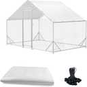 Outdoor Chicken Coop Cover with 20 Piece Ball Bungee Cord Waterproof and Sunproof Enclosure Chicken Coop Tarp for Outdoor Large Walk-in Pens (Only Cover,White, 11.5 x 6.5 ft)