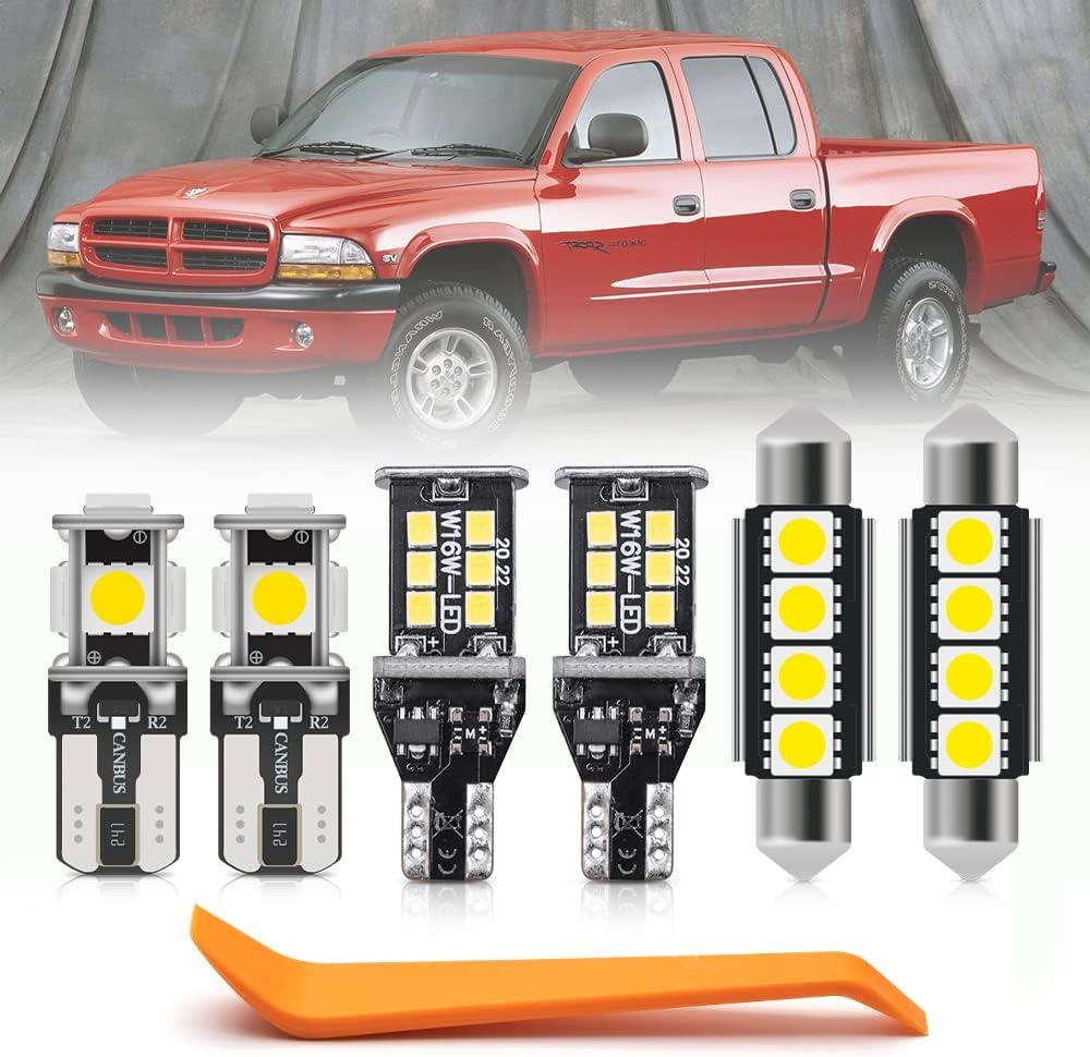 nsautolighting 10pcs White LED Interior Lights Bulb Kit for Dodge Dakota 1997-2004, 6000K Super Bright, Plug and Play, Non-Polar