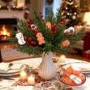 75 PCS Christmas Decorations, Artificial Greenery Christmas Ornaments, Pine Branches Red Berry Stems with DIY Vase Filler Set, Xmas Trees Vase Centerpieces for Tables