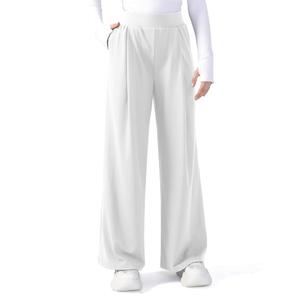JOYCATCH Womens Wide Leg Yoga Dress Pants Buttery Soft High Waist Casual Pants Pull On Work Trousers White (White, XS)
