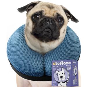 Loflaze Inflatable Dog Cone Collar - Dog Neck Donut Cone Collar Alternative After Surgery - Soft Cone for Large Medium Small Dogs Cats - Alternative Recovery E Collar (Blue, L)