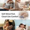 Inflatable Neck Pillow for Travel  Lightweight Hand-Pump Air Cushion for Airplane, Car, Train & Office Napping  Portable Compact Neck Support Pillow (Beige)