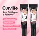 Curvlife Newly Upgraded Quick Drying 10g Semi Solid Nail Glue with 10ml Remover for Press On Nails Tips No Need for UV Lamp Long Lasting Fake Acrylic Nails Kit Glue Gel