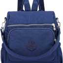 MINTEGRA Women Shoulder Backpack Multi-Pocket Nylon Purse Large Capacity Waterproof Casual Daypack (Dark Blue)