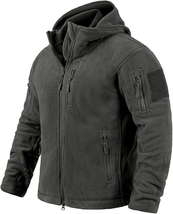 NAVEKULL Men's Tactical Fleece Jacket with Hood Winter Warm Full Zip Hunting Hiking Jacket Multi Pockets
, Size S