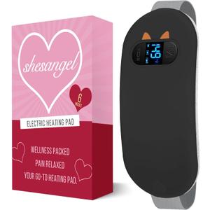 Portable Cordless Menstrual Heating Pad with 6 Heat Levels and 6 Massage Modes, Heating Pad for Period Cramps, 3s Fast Heating Gift for Women and Girl(Black,Black-6 Levels)