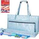 American Mahjong Game Set, 166 Light Green Tiles, Blue Bag with Entire Accessories, 4 All-in-One Rack/Pushers, Mahjong Tiles Set