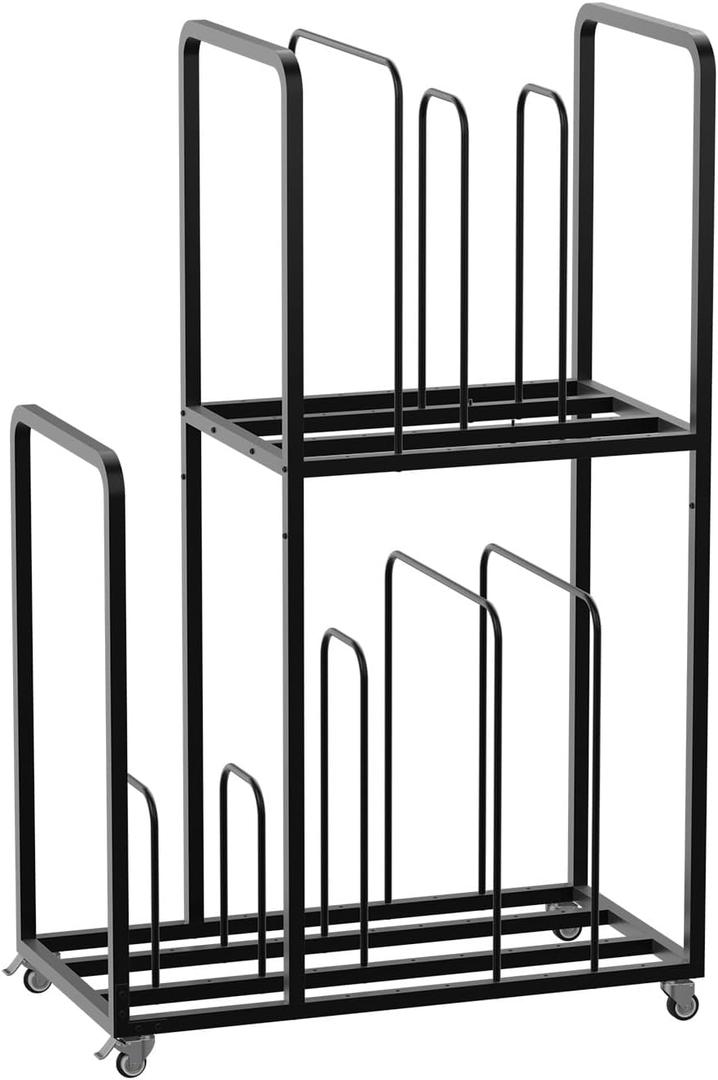 ikare Art Canvas Storage Rack,2 Tier Art Storage, Metal Canvas Rack Art Storage with Handle & Caster Wheels, Painting Rack for Art Studio, Gallery, Classrooms, Black