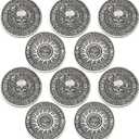 Misdary 10 Pcs Memento Mori Coin Memento Vivere Reminder Token Metal Skull Challenge Coin Medallion Stoicism Gift Challenge Stoic Reminder Pendant for Daily Practice Stoic (Silver Style)