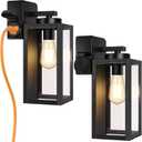 BesLowe 2-Pack Porch Lights Outdoor with UL Certified Outlet, Modern Outdoor Wall Lights Exterior Lighting Fixtures Waterproof, Exterior Wall Sconces Outside Lights for House Front Door Garage, Black