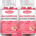 (2 Pack) Magnesium Glycinate Gummies-Magnesium Glycinate 500mg, Magnesium Complex Supplement with Potassium, VitaminD, B6 for Calm, Sleep&Stress Relief-Sugar Free, 120 Peach Magnesium Gummies