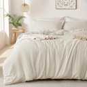 MILDLY Super Soft Duvet Cover - 100% Washed Microfiber Beige Comforter Cover Set 3 Pieces with Zipper Closure & Corner Ties (No Comforter) 