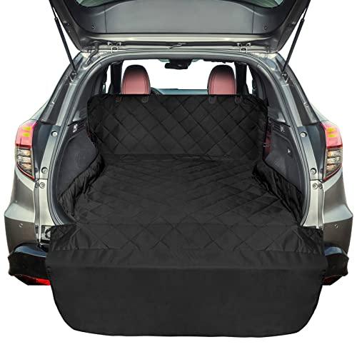 F-color SUV Cargo Liner for Dogs, Heavy Duty Water Resistant Pet Cargo Cover Dog Seat Cover Mat for Mid-Size SUVs Sedans Vans with Bumper Flap Protector, Non-Slip, Standard Size Universal Fit, Black