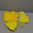 Kisscynest Women's 3 Pieces Swimsuit with Long Sleeve Mesh Shirt Coverup (Large, Yellow)