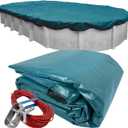 Robelle 18 x 40 ft Commercial Supreme Plus Oval Cover for Above Ground Pool | Teal Pool Cover, 4 ft Overlap (22 x 44ft Cover Size), Solid 12 x 12 Scrim, 3.7 oz/yd2, Style: 391840-4A