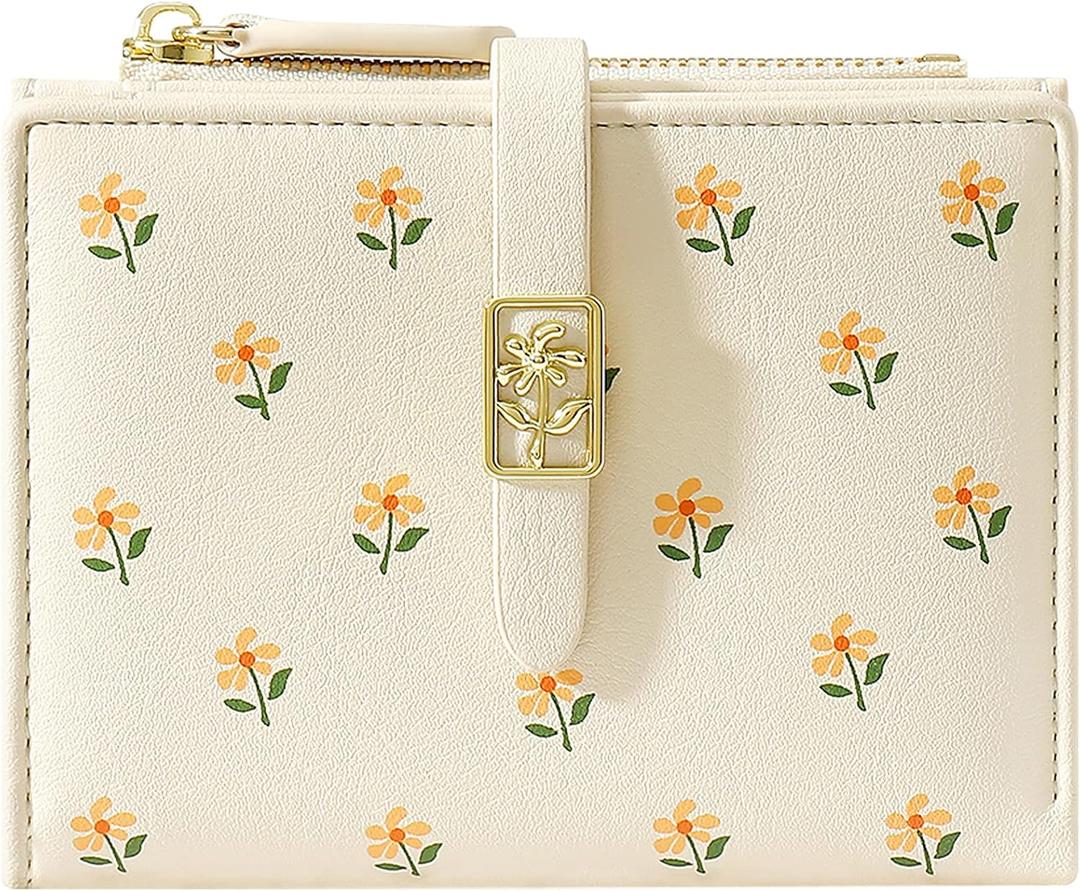 YINHEXI Women's Wallet, Faux Leather, Off White, Water Resistant, 5 Card Slots, 1 Cash Slot, 1 ID Window, 1 Zipper Coin Pocket, Portable, Fashionable, 4.53.71.2 Inch