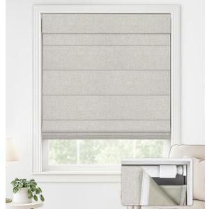 LazBlinds No Drill Roman Shades for Windows, Cordless Blackout Window Shades with UV Protection, Polyester Fabric for Bedroom & Living Room, 26" W x 64" H, Beige
