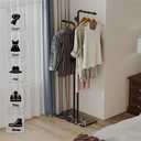 HKaikzo Double-pole Coat Rack Freestanding, Modern Metal Coat Racks Hanger Stand with 5 Hooks and Natural Marble Base, for Bedroom, Office, Hallway, Entryway, Living Room Gold