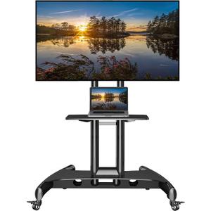 NB Mobile TV Cart, UL Listed, Rolling TV Stand with Wheels for 32 to 75 Inch LCD LED OLED Plasma Flat Panel Screens up to 100lbs (Black)
