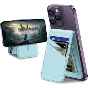 TopMade for MagSafe Wallet Magnetic Card Holder for iPhone 17/16/15/14/13/12 Series, Strongest Magnetic Phone Wallet Stand Adjustable, Slim Leather 5 Cards Holder, ID Window, RFID Blocking, Blue