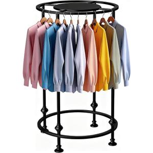 Round Garment Rack for Retail Display-Heavy Duty Metal Clothing Rack, Black