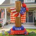 OurWarm 8 FT 4th of July Inflatables Outdoor, Vintage Patriotic Inflatables Cross with Cardinal American Flag & Stars, Fourth of July Inflatable with LEDs for Yard Lawn 4th of July Decorations Outdoor