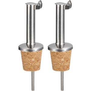 uxcell Stainless Steel Bottle Pourers, 2Pcs Auto Flip Olive Oil Spout, Cork Design Bottle Stoppers, for Pours Liquid, Olive Oil, Vinegar, Most Bottles