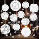 Syhood 40 Pack Large White Snowflake Hanging Decorations Valentines Paper Hanging Fans Decor Wonderland Party Decorations with Small Snowflake Ornaments for Winter Wedding Birthday