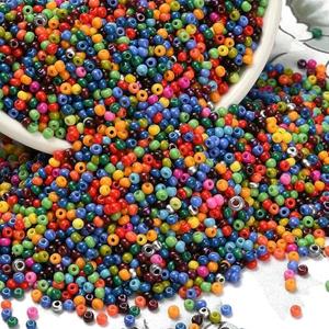 3000pcs/50g 2mm Glass Seed Beads Mixed Colors 12/0 Opaque Solid Tiny Round Loose Beads Small Craft Bead for Earring Bracelet Necklace Jewelry Making