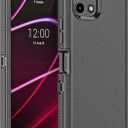 Anloes Case for T-Mobile Revvl 7 5G, Phone Case Heavy Duty Shockproof Dustproof Rugged Protective, 3 in 1 Bumper Cover for Revvl 7 5G(Without Built-in Screen Protector) (Black)